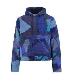 Greg Lauren Blue Artist Stitchwork Hoodie Size 2 Medium